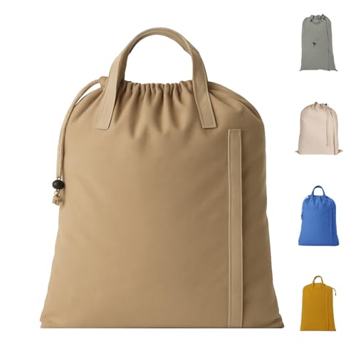 LFH Home Cotton Rich Canvas Large Laundry Bag with Handle (24”x36” / Beige)