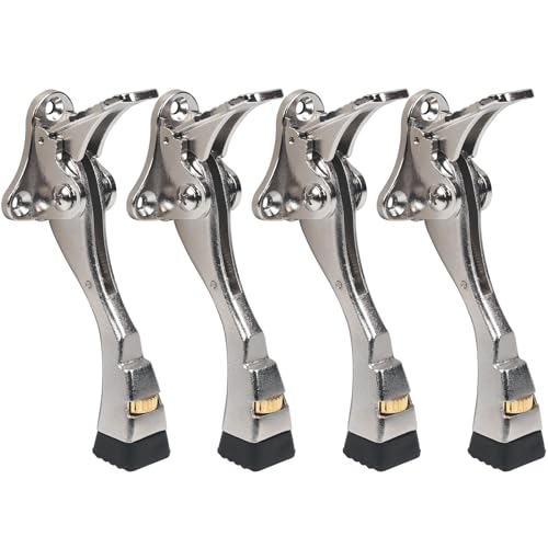 4 Packs Heavy Duty Kickdown Door Stopper (Satin Nickel / 4 inch x 4pack)