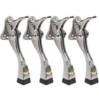 4 Packs Heavy Duty Kickdown Door Stopper (Satin Nickel / 4 inch x 4pack)