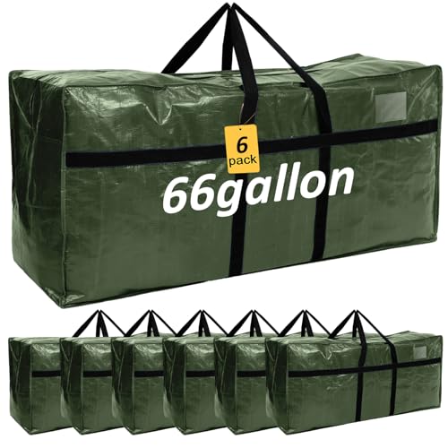 6 Pcs 66 Gallon Extra Large Moving Bags Heavy Duty Storage Bag (66 Gallon / Green)