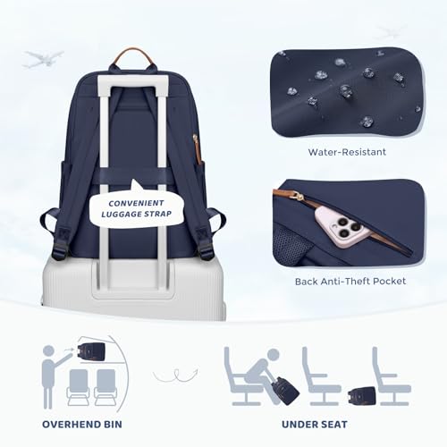 Hiking Travel Backpack for Women Casual Business Weekender Multilayer Laptop Bag (A-navy Blue / 16 Inch)