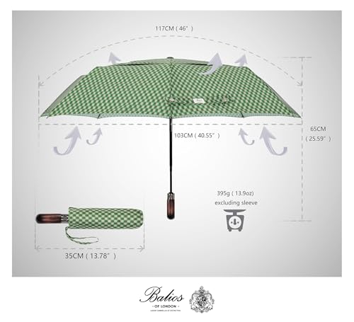 Folding Umbrella Real Wood Handle Kimono Olive Night (Kimono Olive Night)
