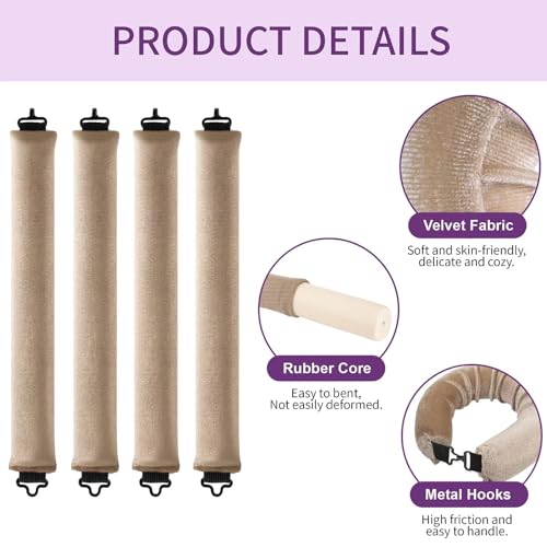 Heatless Curls Overnight Hair Curlers (Khaki(Pack of 4))