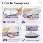 11 Set Compression Packing Cubes for Travel Essentials (Purple Gray / 11 set)