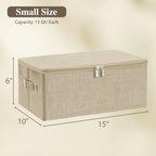 Fabric Storage Bins with Zipper Lids (Beige / Small (Pack of 3))