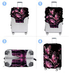 Luggage Cover Washable Suitcase Protector Anti (Pink Butterflies / M(fits 24-26Inch suitcase))