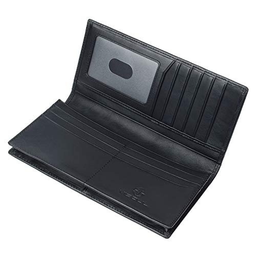 Leather Checkbook Cover Wallet for Men with RFID Blocking (Black)