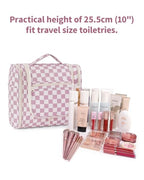 Large Hanging Travel Toiletry Bag for Women (C-Dusty Rose Checkerboard / Large)