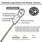 10 Pcs 5mm Wire 12 inch Vinyl Coated Stainless Steel Cable with Loops Short Wire Rope Lanyard Lock Security Chain Link for Outdoor Gates (5mm(T) x 12 in(L) 10PCS / Clear)