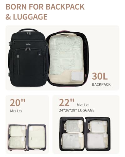 4 Set Compression Packing Cubes for Travel Essentials (Beige-Compress)