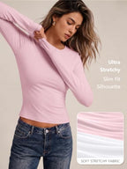 Womens Long Sleeve Shirts Basic Compression Tops Pink XL (X-Large / Pink)
