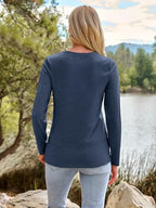 Long Sleeve Shirts for Women Casual Crewneck Tops Basic Tees (X-Large / 01darkblue)