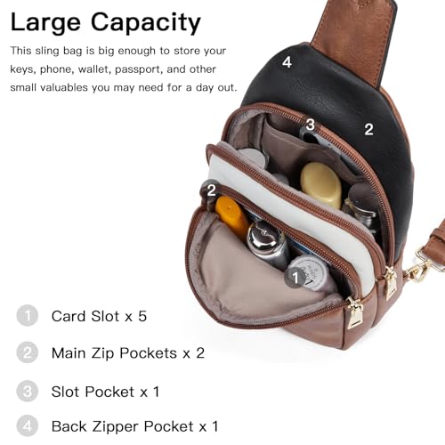 Crossbody Bags for Women Leather Sling Bag for Woman Travel Black (3-black/Brown)