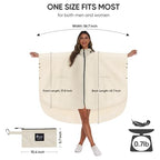 Rain Poncho for Adults with Zipper (One Size / Beige)