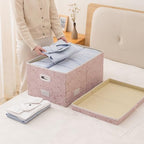 Jumbo Collapsible Storage Boxes with Lids Fabric Decorative Storage Bins Cubes Organizer Baskets with Cover Handles Divider for Bedroom Closet Living Room 23.2x15.7x11.8 Inch 3 Pack (Pink / XX Large(3-Pack))