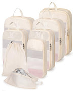 6 Set Space Saving Compression Packing Cubes Lightweight Packing Cube Begie (Beige / 6 Pcs(XL,L,M*2,S,laundry bag))
