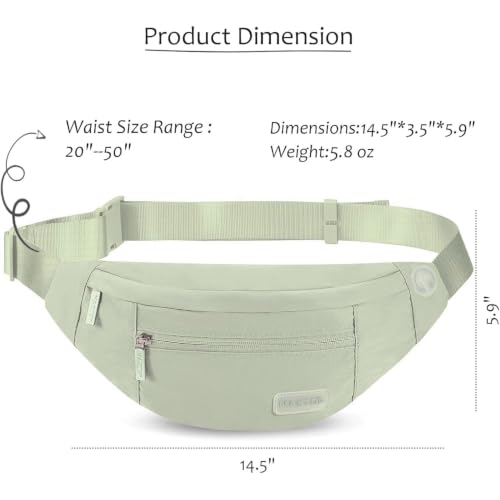 Fanny Pack for Women Shoulder Sling Bag with 4 (Sage Green / Large)