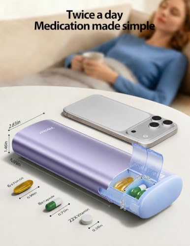 Metal 7 Day Travel Pill Organizer 2 Times a Day (Purple / Standard Size)