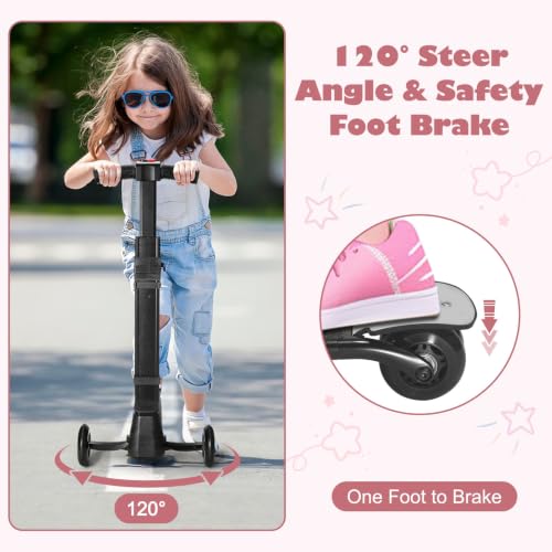 Scooter Suitcase for Kids Detachable & Foldable Carry On Suitcase (Pink)