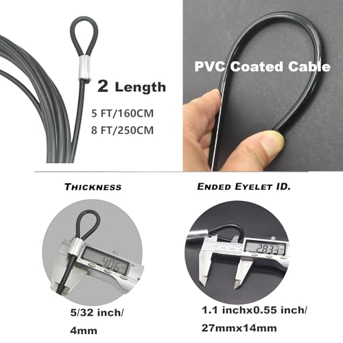 8FT 4mm Stainless Steel Security Cable Lock (Black / 4mm-8ft(1pcs))