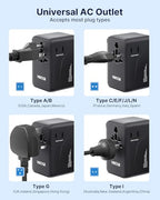 170W GaN Universal Travel Adapter for Europe (170W Black)