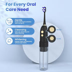 2-in-1 Electric Toothbrush and Water Flosser, Rechargeable Toothbrush with Water Flossing Brush Head, 3 Cleaning Modes, 25-Day Battery, 110ml Water Tank, Portable Travel Toothbrush, Black (Black)
