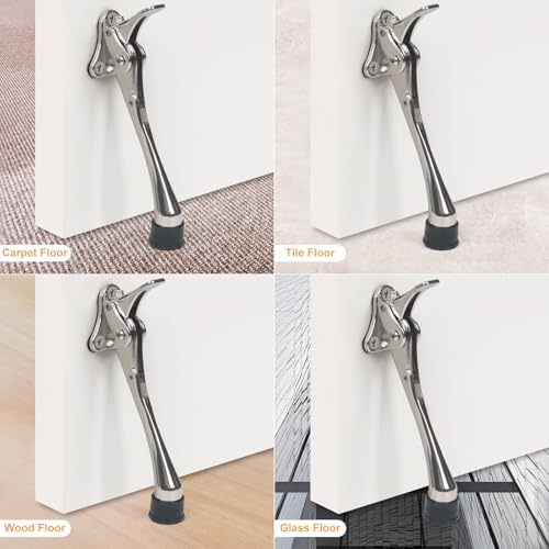 6 Inch Kick Down Door Stoppers for Bottom of Door (Satin Nickel / 6 inch x 1pack)