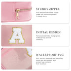 Initial Clear Makeup Bag Teacher Appreciation Gifts for Teacher Women Initial Travel Essentials Makeup Bag (Large-Pink / J)
