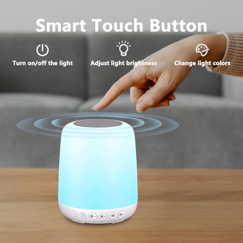 White Noise Sound Machine for Sleep Portable Sound Machine with 30 Soothing Sounds 12 Night Light Colors 4 Timer Sleep Machine for Baby Adults (Milky White)