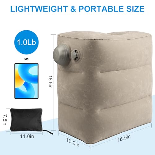 1 Pack Inflatable Travel Foot Pillow (1pack Grey)