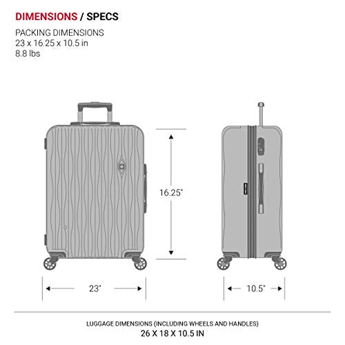 7272 Energie Expandable Hardside Luggage With Spinner Wheels and TSA Lock (Checked-Medium 24-Inch / Black)