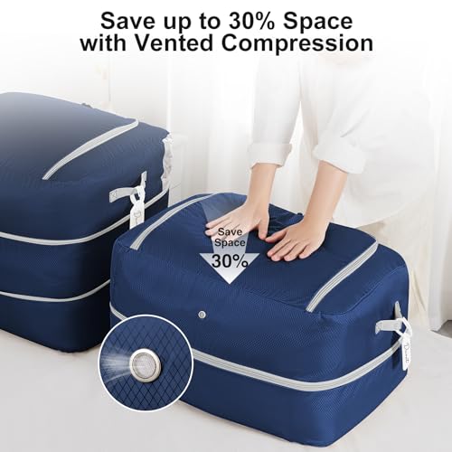 Comforter Storage Bag (Navy Blue / 110L (2-Layer Compression))
