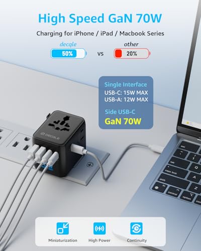 Pro” Universal Travel Adapter 3 USB (3C+2A 70W / Black)