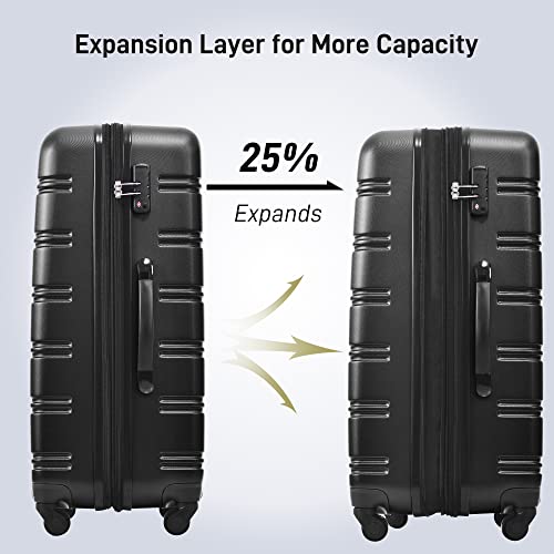 3 Piece Luggage Set (3-piece Set(20/24/28) / Black-2)