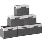 6 Pack Fabric Storage Bins (Large-6 Pack / Grey & White)