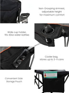 2 Pack Padded Oversized Camping Chair Heavy Duty for Adults (Twin Pack / Black)