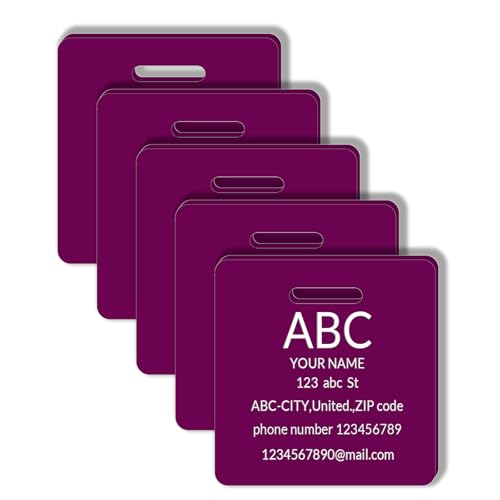 5Pack) Custom Personalized Luggage Tags-Customized Unique tag for Suitcase Backpack Travel,Bags (Purple-A) (Purple-a)