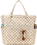 Large Beach Bag for Women (Brown-white)