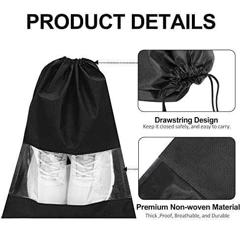 12PCS Shoe Bags for Travel (12 Pack - Black)