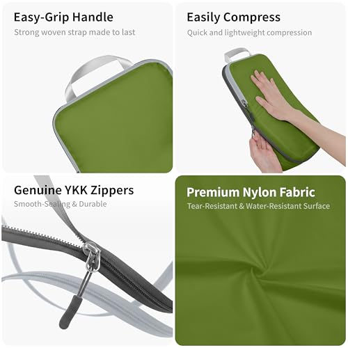 5 Set Compression Packing Cubes for Travel (Green / 5PCS)