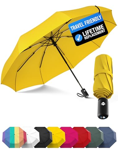 Windproof Compact Umbrellas for Rain (D.Yellow (1 Pack))