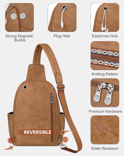 Large Sling Bag for Women (Camel Brown Nubuck Style)