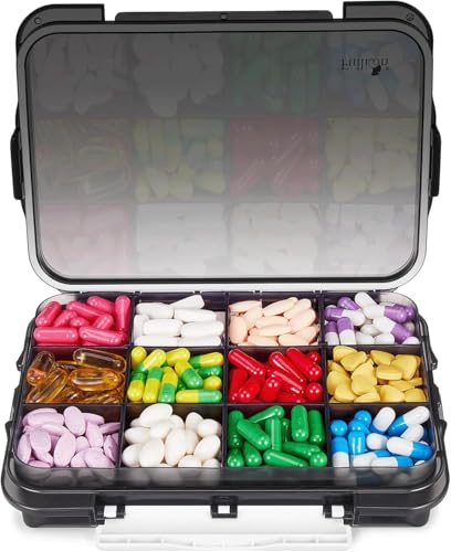 Moisture Proof Travel Pill Organizer (Black / Extra Large)