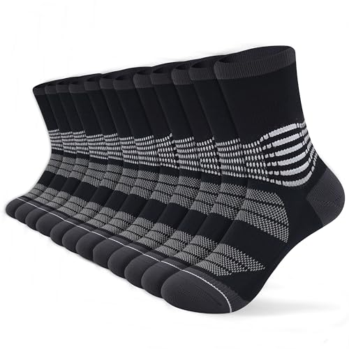 Crew Compression Socks for Women Men with Ankle Arch Support Plantar Fasciitis Relief 6 Pairs (X-Large / Black(6 Pairs))