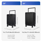SOKOK Front Pocket Luggage Wide Handle with Spinner Wheels 24 Inch (Black)