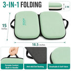 3-in-1 Foldable Gel Seat Cushion with Memory Foam Ergonomic Portable Cushion for Back Pain & Tailbone Relief - Perfect for Office Chair, Airplane Travel & Stadium Seats (18.5" x 15" x 2" Green) (Green)