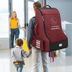 Padded Car Seat Travel Bag for Airplane Car Seat Backpack (Red&Black)