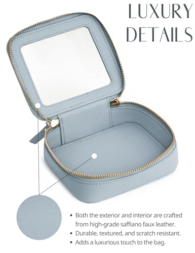 Clear Makeup Bag Travel Cosmetic Case Transparent Toiletry Bag with Zipper (Light Blue / Mini Chic)