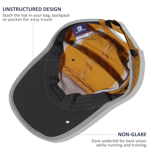 Baseball Cap Nylon Running Cap Outdoor Sports Hat for Men Women Adjustable Quick Drying Reflective Foldable UPF50+ Breath Mesh Race Performance Lightweight Dark Goldenrod (6 7/8-7 1/2 / Dark Goldenrod)