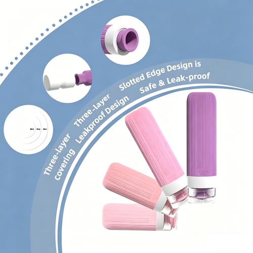 16 Pack Travel Bottles for Toiletries (Pink & Purple)